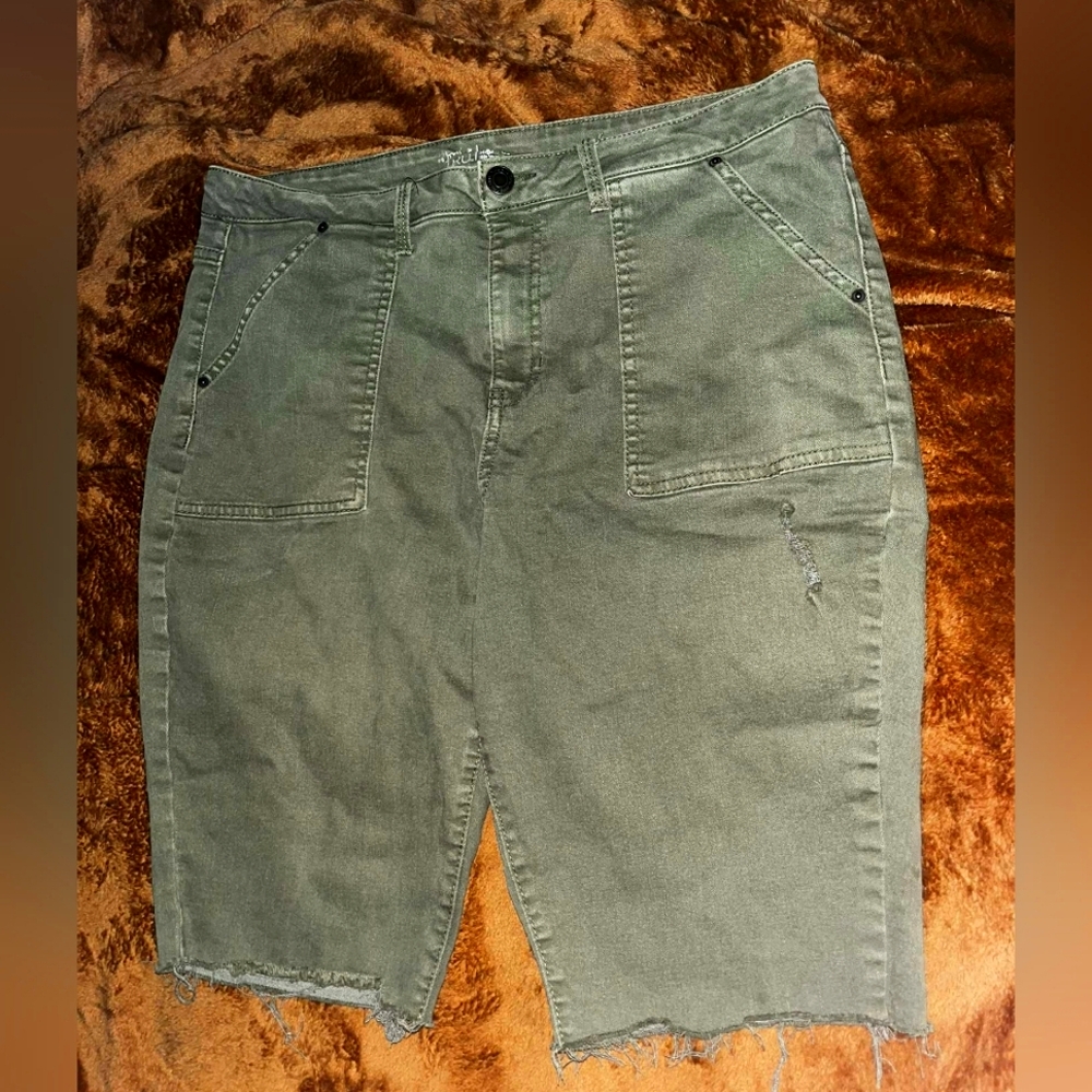 Men's High Rise (Skinny) Olive Green Shorts